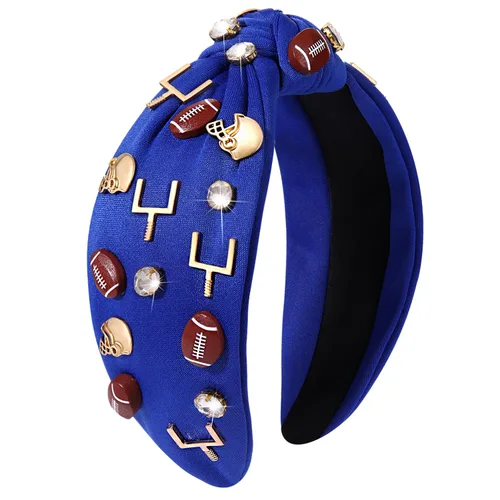 Miniatura 8 de Diadema de fútbol para mujer, accesorios de fútbol con cuentas de diamantes de imitación, diadema anudada con cristales adornados para el día