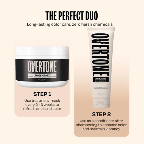 Miniatura 5 de Overtone Acondicionador de Color Semipermanente para el Cabello, Black Velvet, 8 oz, Nutritivo, Sin Daños, Máscara Depositante de Color para Todo