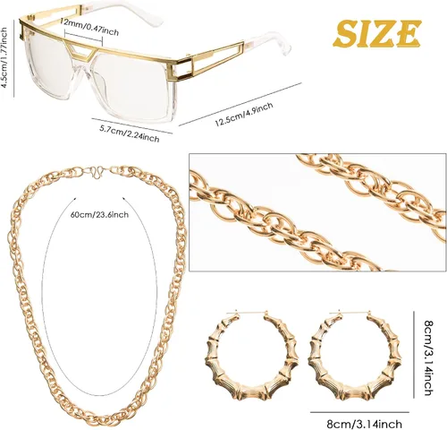 Miniatura 2 de YAROMO Disfraz de hip hop para mujer, traje de los años 80 y 90, riñonera de neón, gorro, bolsa de cintura ajustable, pulsera, aretes para fiesta