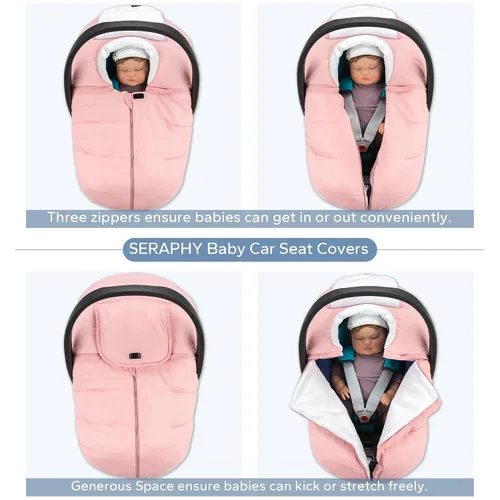Miniatura 5 de SERAPHY Funda de Asiento de Coche para Bebé de Invierno, Funda de Asiento de Coche para Bebés, Toldo Universal Cálido para Asiento de Coche de Bebé