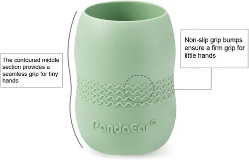Miniatura 5 de PandaEar Juego de Alimentación de Silicona para Bebés Paquete de 2 Platos de Succión Divididos de Silicona y Paquete de 2 Tazas Pequeñas con 2