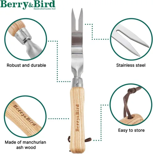Miniatura 6 de Pala de mano para jardín de Berry&Bird, acero inoxidable, resistente, para mujeres, herramienta de jardinería con mango ergonómico y cabeza de metal