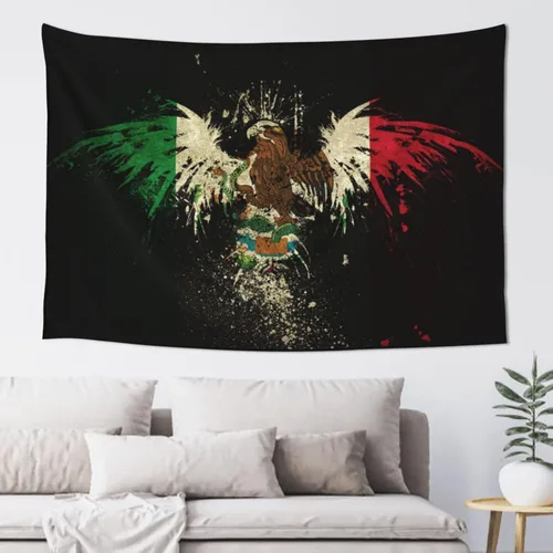 Miniatura 30 de JUHIOPOI Tapiz de pared con bandera de México, arte nocturno mexicano para decoración de pared lateral de dormitorio, (60 x 40 pulgadas)