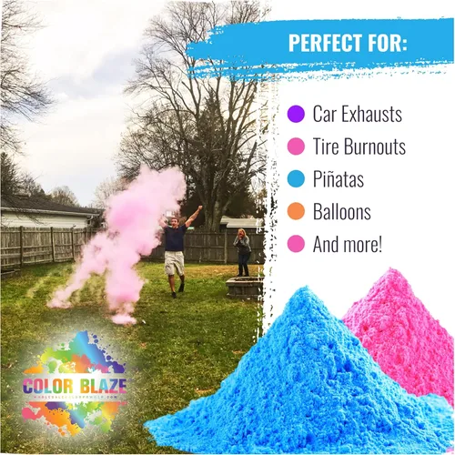 Miniatura 4 de Color Blaze Polvo de revelación de género para bebé, 1 libra de color azul y 1 libra de color rosa, para niños o niñas, para el desgaste del Azul