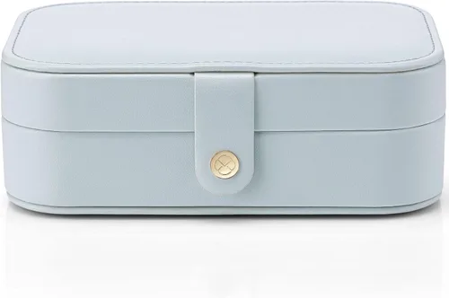 Miniatura 9 de Vlando Organizador de joyas de viaje pequeño para aretes collar anillo organizador de joyas portátil de viaje de doble capa para mujeres y niñas