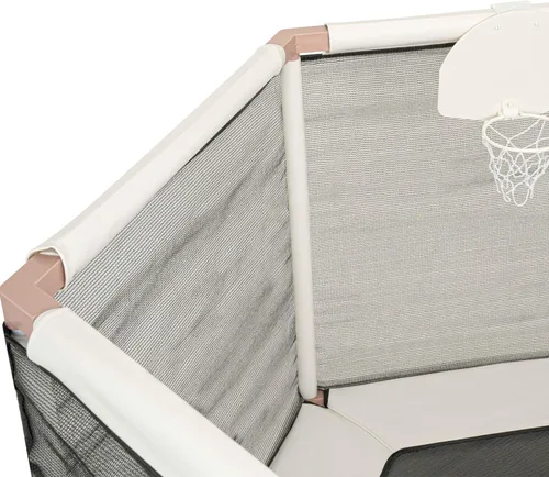 Miniatura 6 de Trampolín para Niños, Trampolín Estético para Interiores y Exteriores para Niños Pequeños con Red de Seguridad, Aro de Baloncesto, Capacidad de 220