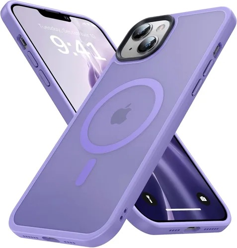 Miniatura 12 de Funda magnética para iPhone 13 y iPhone 14 para MagSafe [protección de grado militar de 10 pies], delgada, translúcida mate con borde de silicona