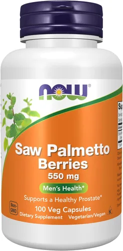 NOW Suplementos, Bayas de palma enana americana (Serenoa repens) 550 mg, Salud masculina*, 100 cápsulas vegetales