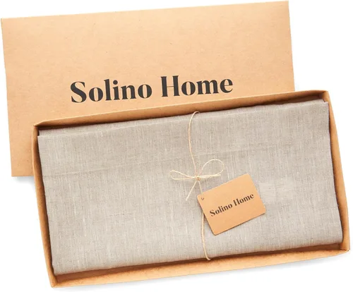 Miniatura 5 de Solino Home - Mantel de lino natural claro de 52 x 52 pulgadas - 100% lino puro cuadrado Athena - Mantel de mesa lavable a máquina para días festivos
