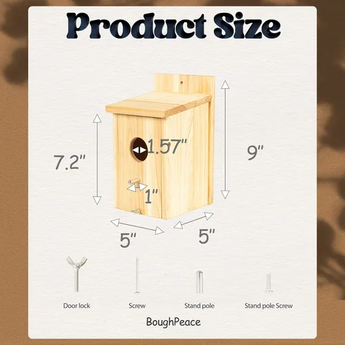 Miniatura 8 de Casas de madera para pájaros para pajareras exteriores, nido Bluebird House para cardenales, pinzón, Wren, golondrina, para ver el jardín, 1A #