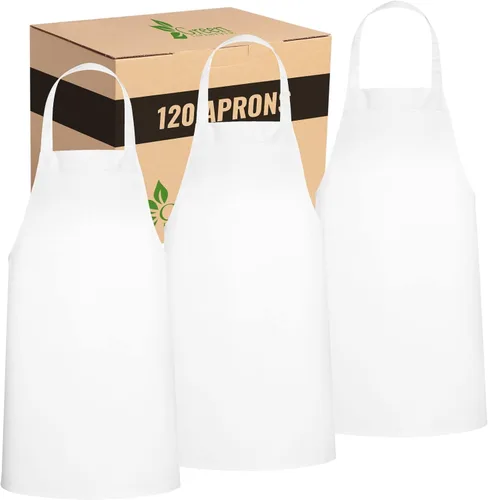 Miniatura 12 de GREEN LIFESTYLE Paquete de 2 delantales de chef con bolsillos, delantales de parrilla para hombres, delantal de cocina impermeable para barbacoa