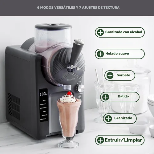 Miniatura 7 de GreenPan Frost Máquina para Hacer Helado y Máquina de Slushie, Servicio Suave, Sorbete, Margaritas, Batidos, Yogur Congelado, Sin Necesidad
