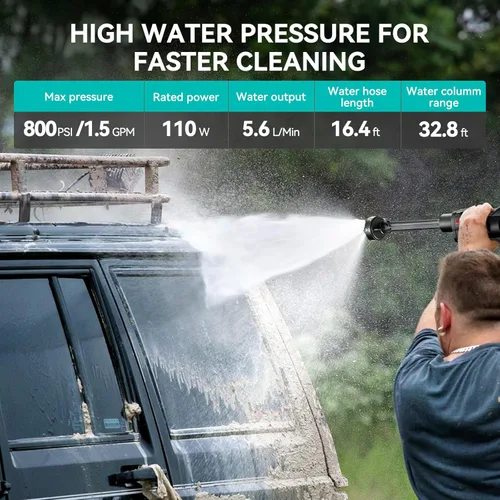 Miniatura 2 de Lavadora a presión inalámbrica 800PSI 1.5GPM - Batería de 3.0Ah Lavadora a presión inalámbrica portátil con boquilla 6 en 1 para lavado de autos