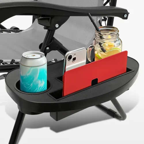 Miniatura 7 de OS MOTOR Sillas de gravedad cero, sillas reclinables plegables portátiles con almohada ajustable y bandejas portavasos, para exteriores, patio