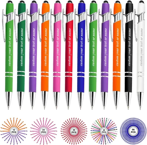 Bolígrafos personalizados con nombre a granel, juego de bolígrafos personalizados, lápiz capacitivo grabado, logotipo, texto, regalo para negocios,