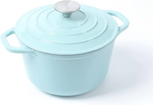 Miniatura 12 de HAWOK Horno holandés de hierro fundido esmaltado de 3 cuartos de galón, diámetro 7.87 pulgadas con tapa, azul