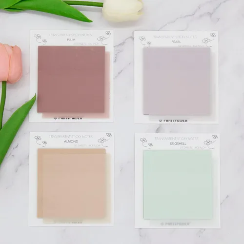 Miniatura 8 de Notas adhesivas transparentes pastel, 4 paquetes de notas adhesivas transparentes de 3 x 3 pulgadas para anotar, suministros de diario bíblico
