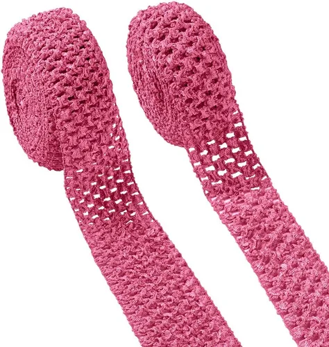 Miniatura 10 de KISSITTY 2 rollos de cintas elásticas de ganchillo de 10.93 yardas, de poliéster negro, banda elástica de ganchillo plano para envolver regalos