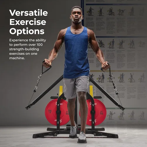 Miniatura 2 de Sunny Health & Fitness Multifuncional todo en uno Pully Cable Home Gym - Entrenador funcional completo Sistema de entrenamiento compacto SF-HG92401