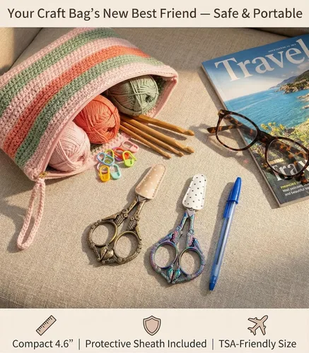 Miniatura 3 de Tijeras de Crochet – Tijeras de Grado Profesional para costura, manualidades, obras de arte, crochet, recorte, bordado, hilo, herramienta de Arco
