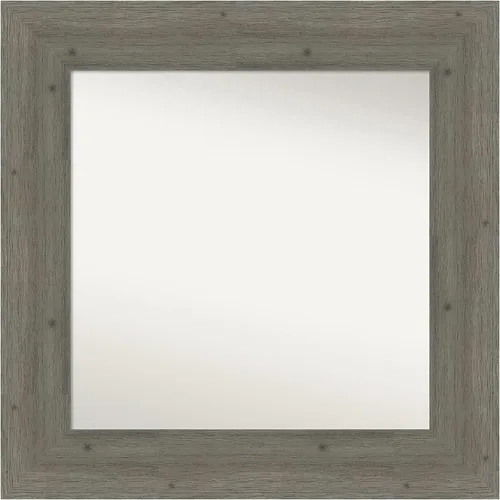 Amanti Art Espejo de baño gris para sobre el fregadero, 27 x 27 pulgadas, espejo de tocador cuadrado gris, marco de madera rústica de campo medio,
