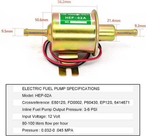 Miniatura 8 de Kit de bomba de combustible eléctrica universal de 12 V (3-6 PSI) bomba de combustible de baja presión en línea HEP-02A + línea de combustible