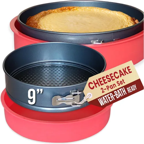 Miniatura 9 de Juego de moldes de 9 pulgadas, 4 sartenes antiadherentes a prueba de fugas para tartas de queso de 4/7/9/11 pulgadas con cortador de pasteles