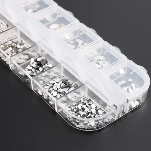 Miniatura 5 de Diamantes de imitación de cristal blanco para uñas, parte trasera plana, gemas de luna, estrella, corazón, perlas para decoración de uñas, múltiples