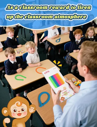 Miniatura 6 de Paquete de 10 juguetes sensoriales para niños – Cuerdas sensoriales elásticas extra gruesas mejoradas para autismo, TDAH, ansiedad – Caja de regalo