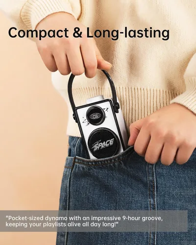 Miniatura 4 de Altavoz Bluetooth portátil retro Sonido HD Tiempo de reproducción de 9 horas Lindo altavoz para escritorio en casa, dormitorio, oficina, al