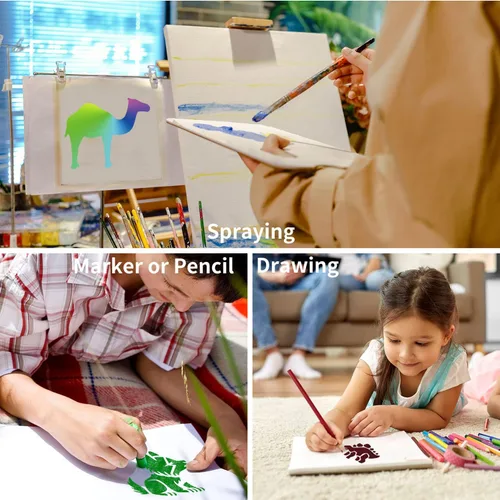 Miniatura 3 de 64 Piezas de Plantillas para Pintar, Plantillas de Animales Pequeñas Reutilizables, Plantillas de Arte y Manualidades para Pintar sobre Madera