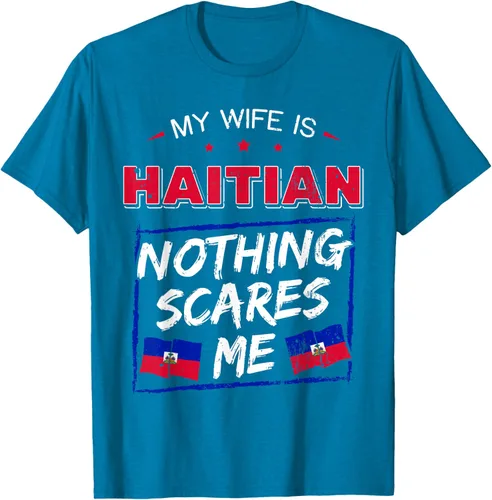 Miniatura 57 de My Wife Is Haitian Republic of Haiti Heritage Roots - Camiseta con bandera, Negro, S