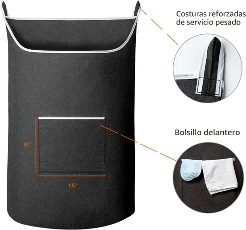Miniatura 5 de SAVERHO Bolsa Cesta de Ropa Sucia Colgante Negra, Cesta Colgante XL para Puerta con Abertura Grande Bolsa de Almacenamiento de Ropa Sucia