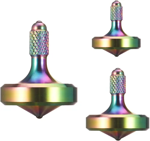 Miniatura 16 de Exquisita parte superior giratoria de metal, juguete para ansiedad de acero inoxidable muy bien mecanizado, equilibrio perfecto durante más de 9