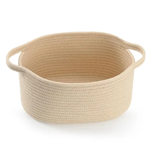 Happyiren Linda Cesta Tejida para Regalo – Cesta de Regalo Vacía Beige para Guardería, Regalos de Fiesta de Bebé, Cumpleaños, Boda, Cestas Boo para