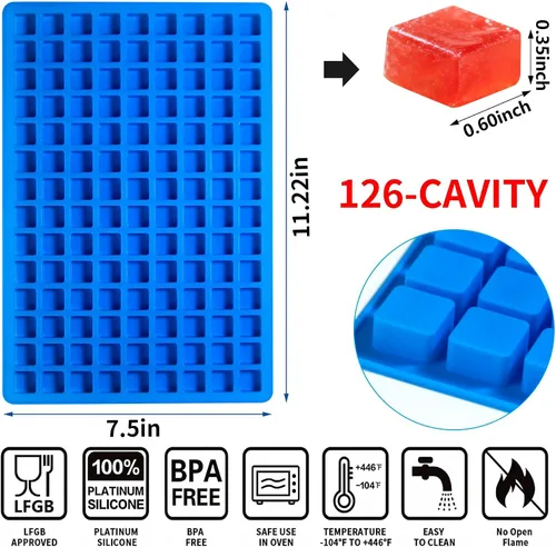 Miniatura 2 de Sidosir - Molde de caramelo cuadrado de silicona, moldes de silicona de goma de 126 cavidades para bombas de grasa, molde de trufa de chocolate