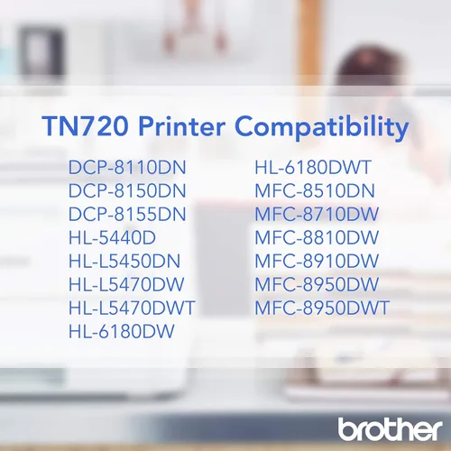 Miniatura 2 de Brother Printer TN720 Toner Cartridge Black (Pack of 3)