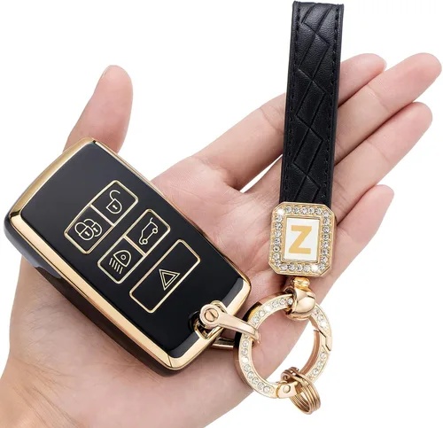 Miniatura 5 de Llavero de cuero brillante para automóvil, llavero universal para hombres y mujeres, anillo en D antipérdida, Negro -, Negro