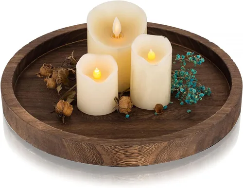 Miniatura 10 de Romadedi Bandeja decorativa de madera para velas, bandeja larga y estrecha de madera, decoración del hogar, centros de mesa rústicos, bandejas