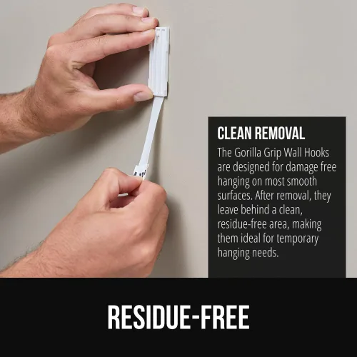 Miniatura 5 de GORILLA GRIP Ganchos de pared reutilizables resistentes para colgar, fácil de instalar, se pegan en el gancho adhesivo extraíble, sin daños