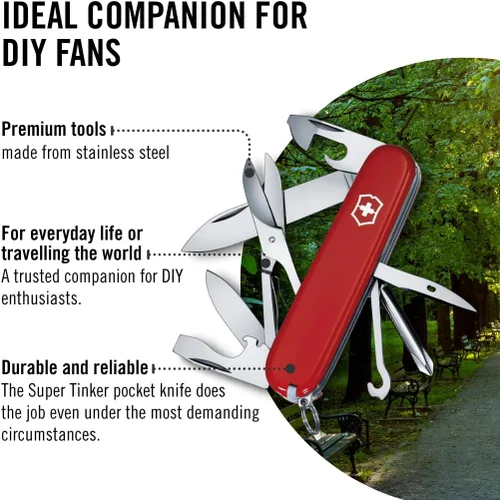 Miniatura 5 de Victorinox Super Tinker - Cuchillo suizo del ejército, cuchillo de bolsillo de 14 funciones fabricado en Suiza con hoja grande, 2 destornilladores
