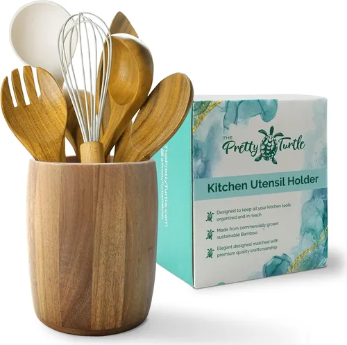 Miniatura 7 de Soporte para utensilios de cocina de bambú 7 "x 5 1/2" (Acacia ovalada grande)