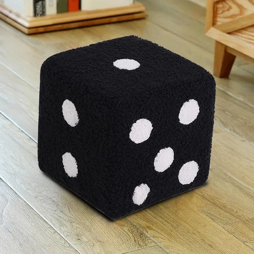 Miniatura 7 de Taburete de pie suave, cómodo, simple, cálido, resistente, base cubo, taburete para el hogar, sala de estar, dormitorio (negro)