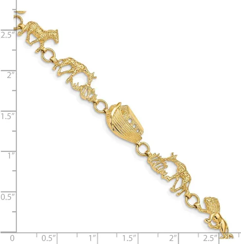 Miniatura 3 de Pulsera de 14 quilates pulida y texturizada de Arca de Noé de 70in estilo FB1504-7