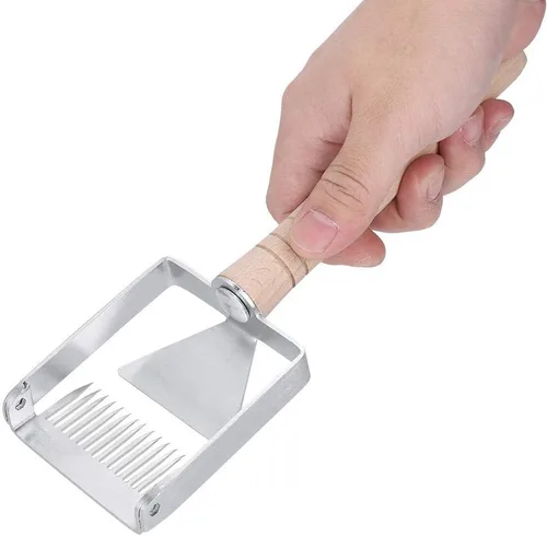 Miniatura 7 de TOPINCN Miel destaponamiento raspador acero inoxidable panal miel tenedor cuchillo Uncapper apicultura herramienta raspador colmena mango de madera