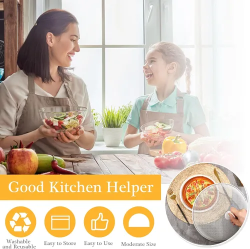 Miniatura 3 de Gerrii 6 cubiertas de malla metálica para alimentos, tiendas de campaña de malla para exteriores, cubiertas de placa de pantalla para platos llanos