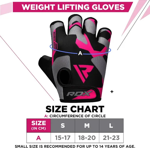 Miniatura 6 de RDX Guantes de levantamiento de pesas para gimnasio, entrenamiento de fitness, palma acolchada antideslizante, equipo de entrenamiento de fuerza Rosa