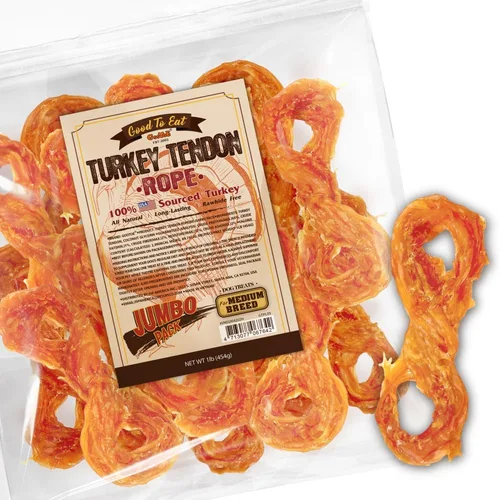Miniatura 16 de Gootoe Tendones de Pavo para Perros – Golosinas Naturales, Hipoalergénicas para Perros, Alternativa al Cuero Crudo, Masticables Duraderas
