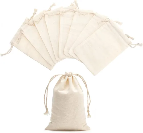 Miniatura 3 de Tendwarm Paquete de 20 bolsas de algodón con cordón de 3.9 x 5.9 pulgadas, reutilizables, bolsa de muselina para fiestas, bodas, almacenamiento