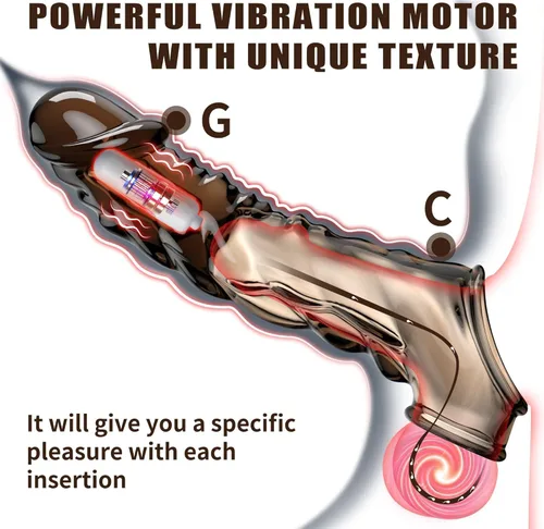 Miniatura 4 de Vibrator Penis Sleeve with Cock Ring - 3.6 inch Reusable Black Clear Penis Extender Male Sex Toy – Adds Girth & Length, Ultra-Soft Penis Ring Adult